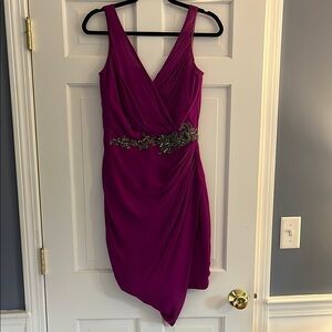 Marchese Notte Silk Asymmetrical Cocktail dress with beaded waist